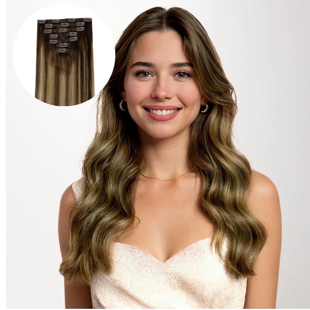 Goo Goo Hair Extensions Caramel Blonde Balayage Clip in Extensions 16” new